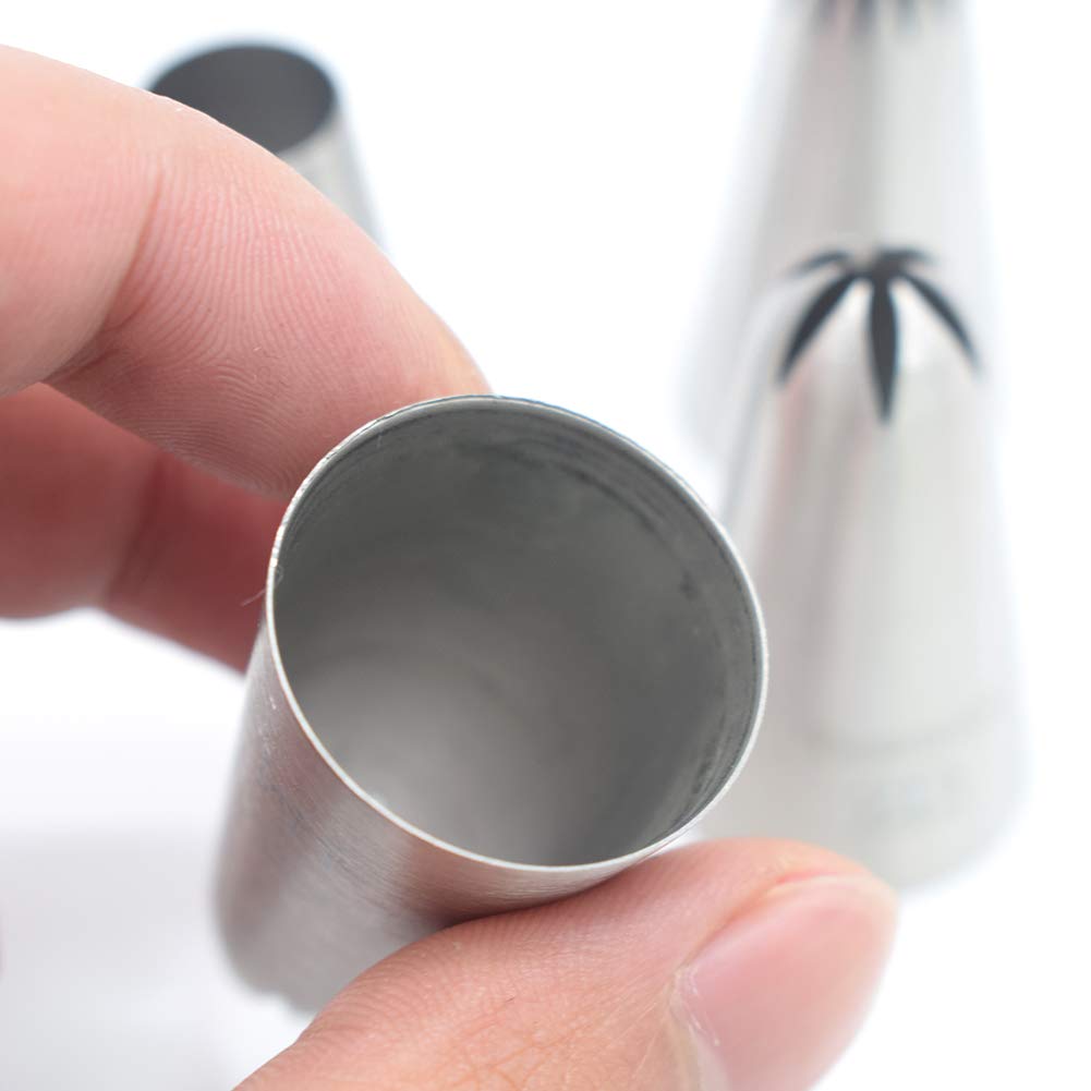Tumtanm Professional Large Piping Nozzles, 4Pcs Stainless Steel Seamless Icing Piping Nozzle Tip Set For Cakes, Cupcakes And Bak