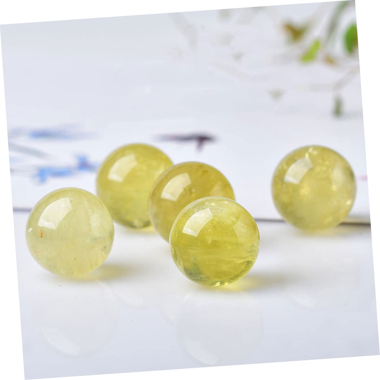 BESTOYARD 2 Pcs Citrine Ball Dinning Table Decor Dining Table Decoration Table Decorations Decorative Sphere Decor for Table Gem