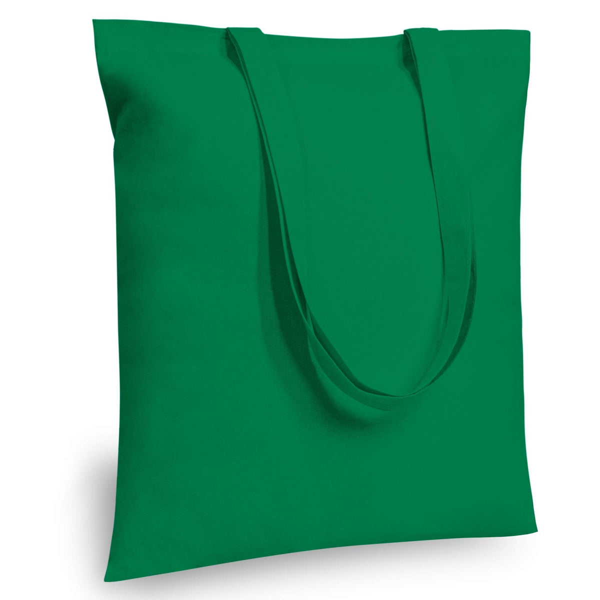 Topdesign 12-Pack Economical 16''X15'' Kelly Green Cotton Tote Bag, Lightweight Medium Reusable Grocery Shopping Cloth Bags, Sui
