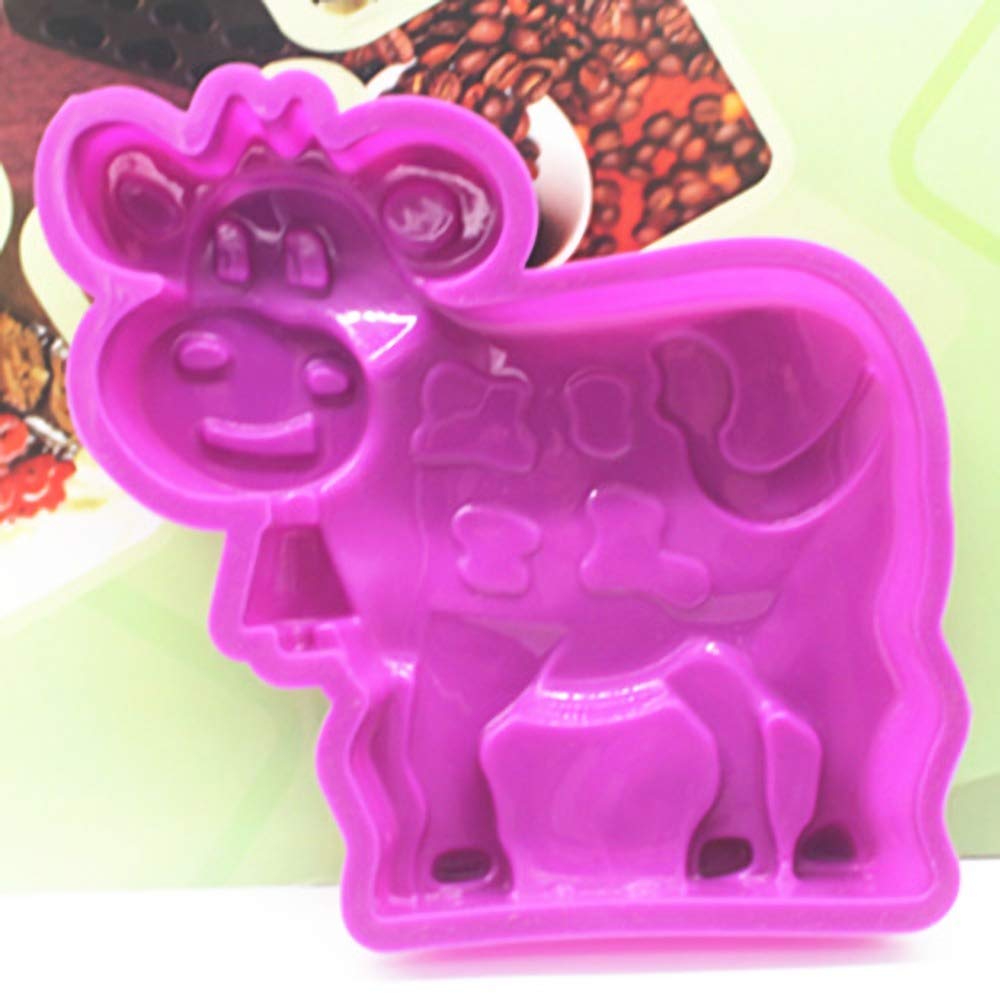 HiParty Mini Cow Cake Molds - 3Pcs Silicone Baking Pan Set, Random Color, Perfect for Muffins and Brownies