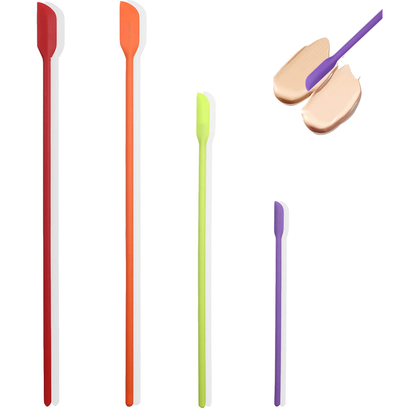 Beauty Spatula, 4 Pcs Makeup Spatula Mini Spatula For Cosmetics And Kitchen Jar, Small Silicone Spatula For Beauty And Kitchen T