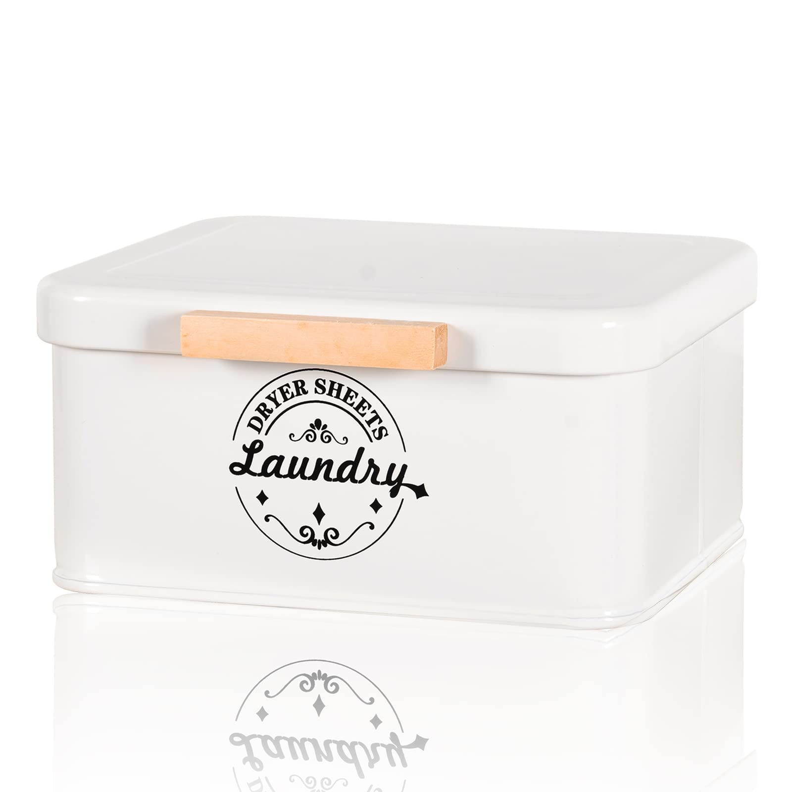 Dryer Sheet Holder With Hinged Lid For Laundry Room Organization. Metal Dryer Sheet Dispenser Container, Farmhouse Laundry Room