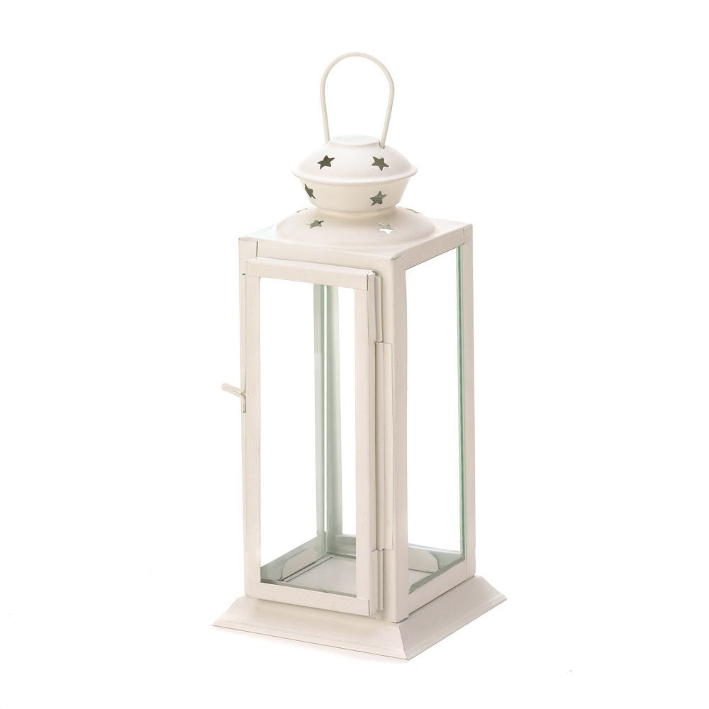Accent Plus Zingz & Thingz Outdoor Starlight Hanging Candle Lantern, Decorative Light Home Decor, 8 Tall, White