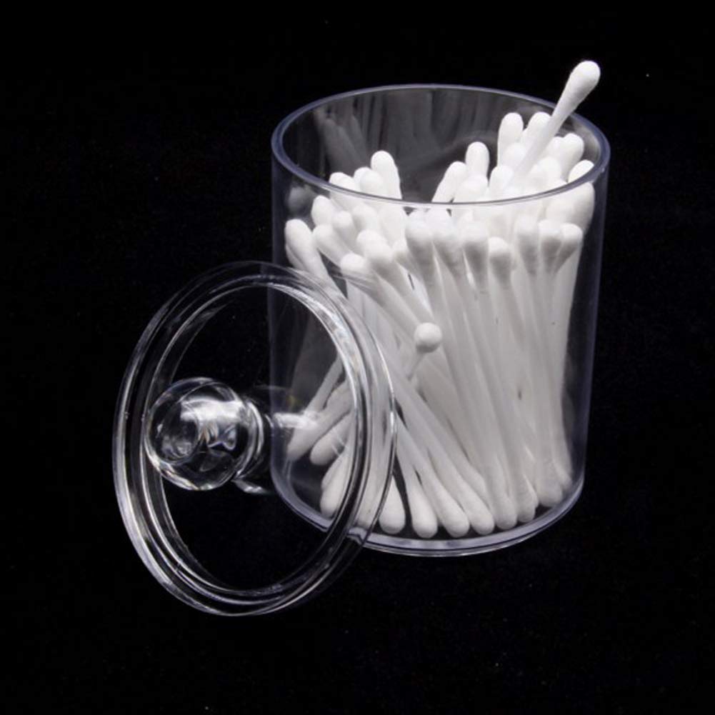 2Pc Clear Round Cotton Swab Dispenser Holder Makeup Cotton Swab Storage Box Case Organizer Container For Qtips, Toothpicks, Cott