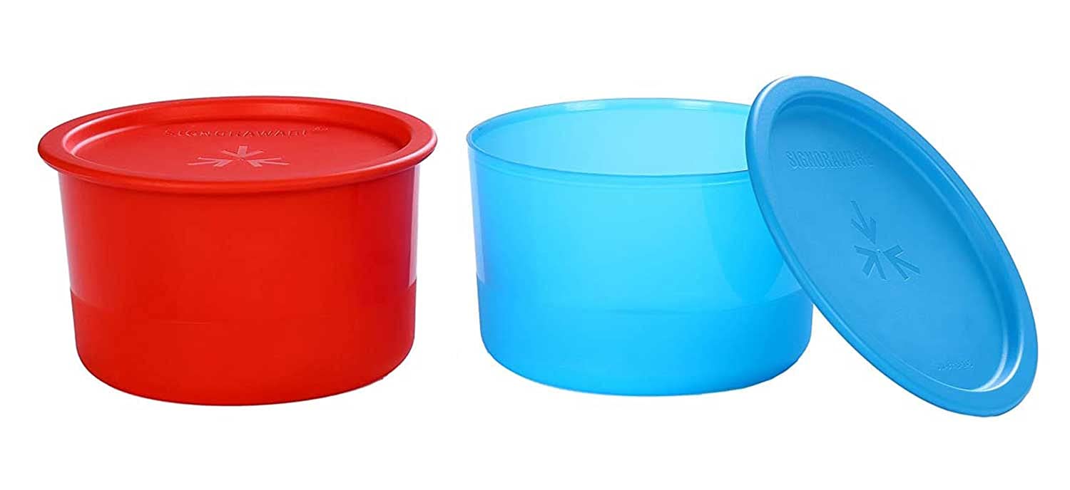 Signoraware Centre Press Container, 2 Litres, Set Of 1, Deep Yellow