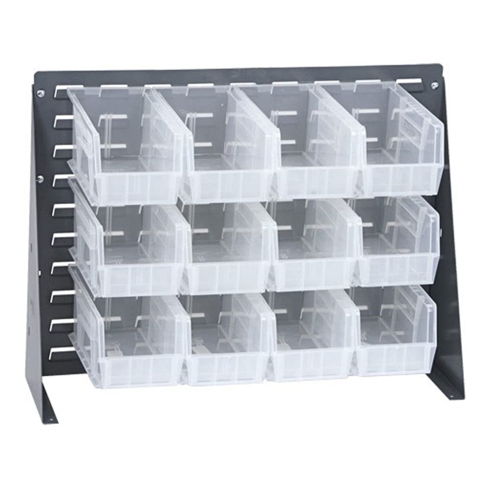 Quantum Storage Systems Qbr-2721-230-12Cl Ultra Bin Complete Bench Rack Package With 12 Ultra Bins, 27'' X 8'' X 21'' , Clear