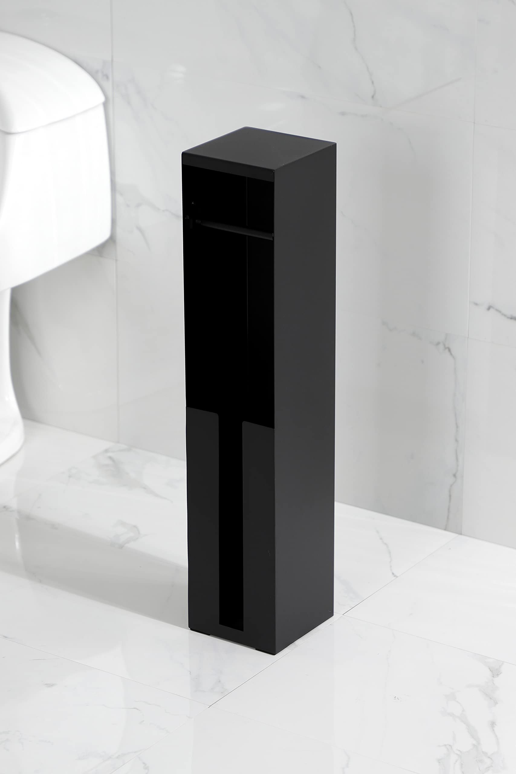 Kingston Brass Cc5000 Markus Freestanding Toilet Paper Holder With Roll Storage, Matte Black