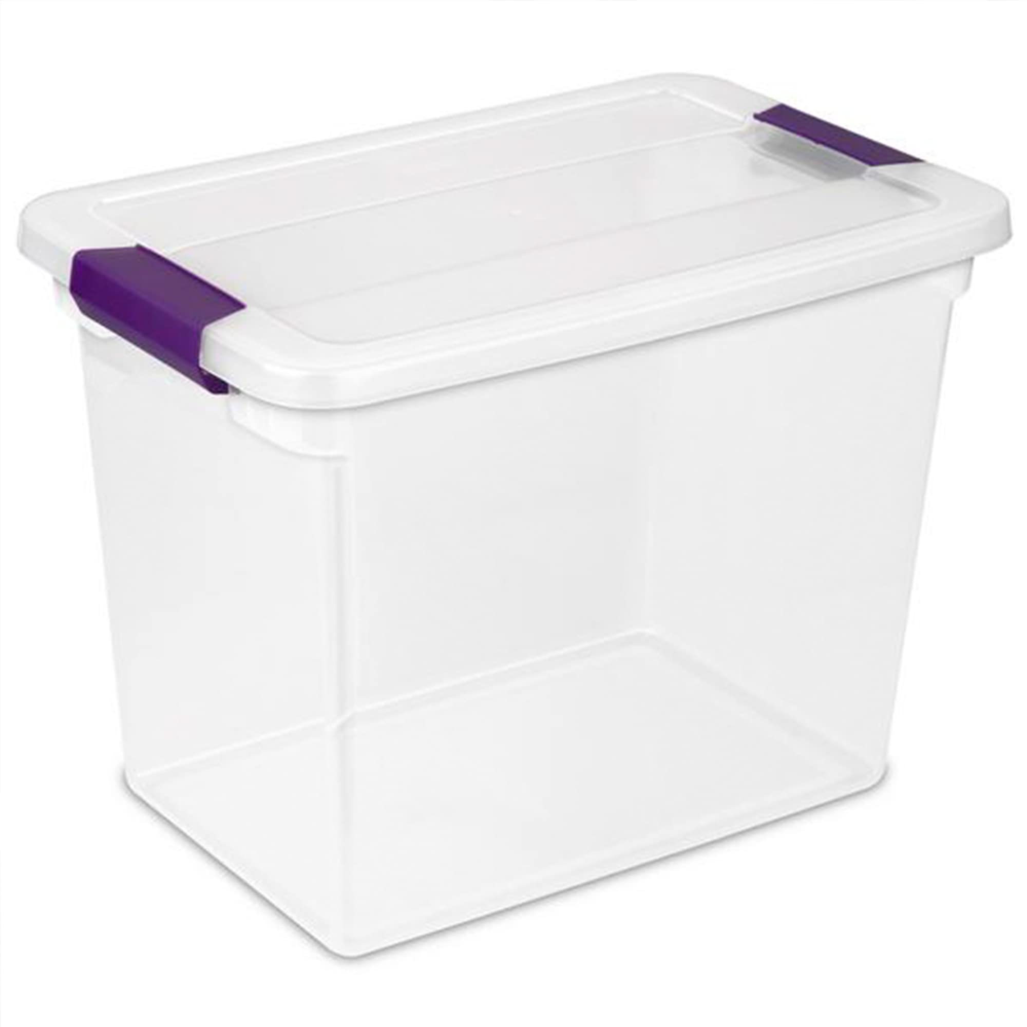 Sterilite 27 Quart Clearview Latch Box, Stackable Storage Bin With Latching Lid, Organize Clothes, Shoes In Closet, Clear Base A
