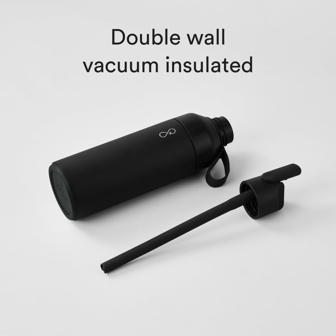 Ocean Bottle - Recycled Stainless Steel go Water Bottle - Eco-Friendly & Reusable Bottle - Obsidian Black - 17 oz