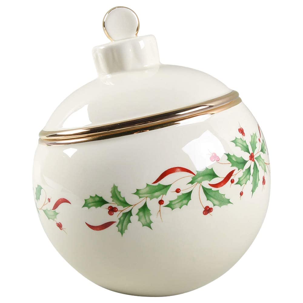 Lenox Holiday Ornament Cookie Jar, 4.20 Lb, Red & Green