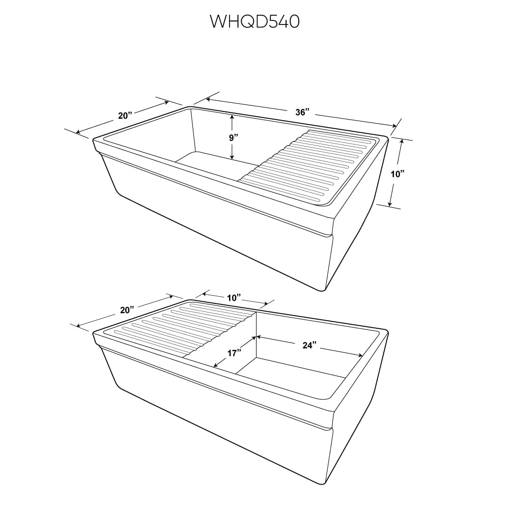 Whitehaus Collection Whqd540-M-White Quatro Alcove Kitchen, Fireclay, Front Apron Sink, Matte, White