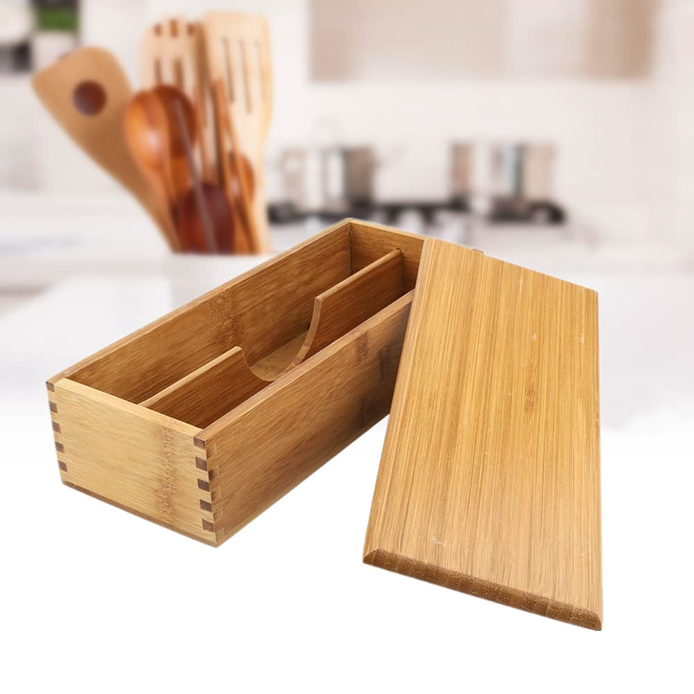 Wooden Cutlery Box With Lid, Small Drawer Organizer Kitchen, Cutlery Organizer In Drawer For Spoon Utensil Organizer Chopsticks