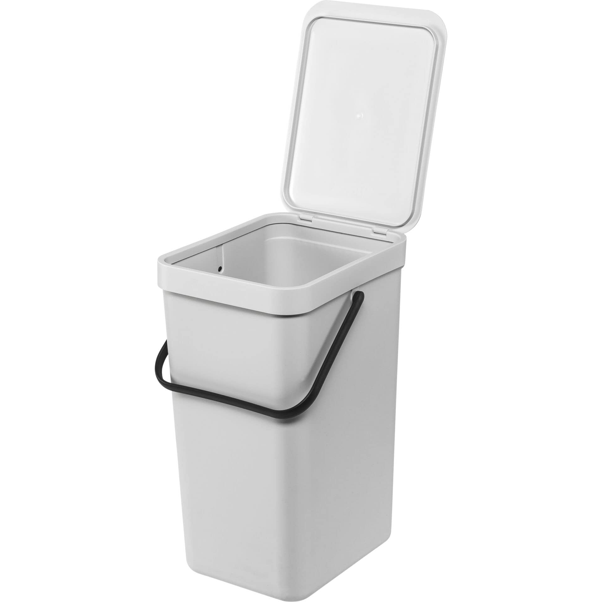 Brabantia Sort & go Kitchen Recycling can (42 galLight gray) Stackable Waste Organiser with Handle & Removable Lid  Easy clean  Fixtures Included for Wallcupboard Mounting