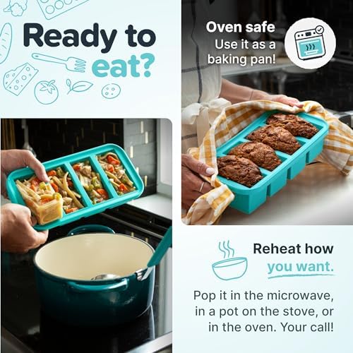 Souper Cubes 2 Tbsp Silicone Freezer Tray With Lid - Easy Meal Prep Container and Kitchen Storage Solution - Silicone Mold for Soup and Food Storage - Aqua - 2-Pack