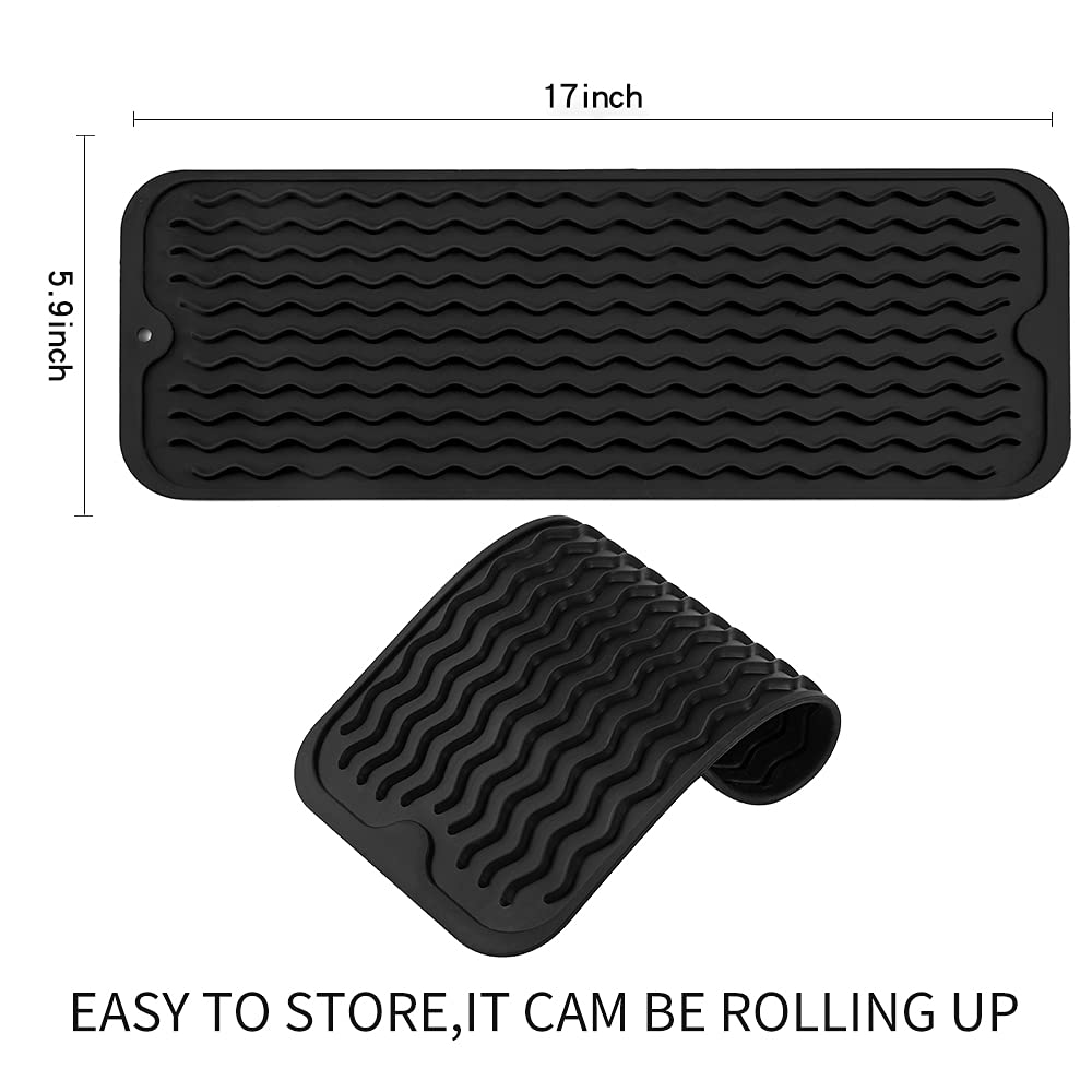 MicoYang Silicone Dish Drying Mat for Multiple Usage,Easy clean,Eco-friendly,Heat-resistant Silicone Mat for Kitchen Counter,Sin