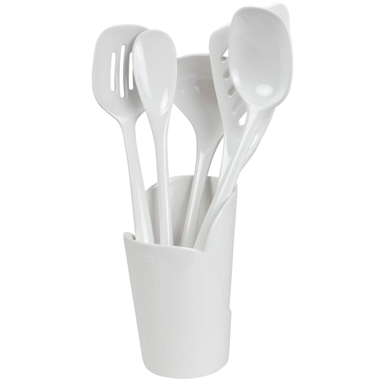 Hutzler Melamine Cooking Utensils And Crock Set, 6-Pc, White