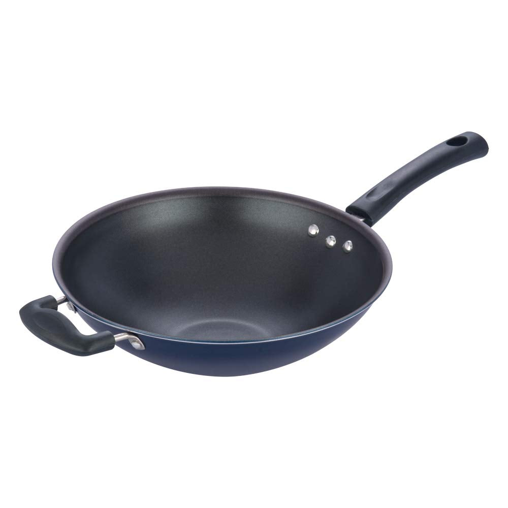 Vinod Zest Non-Stick 3mm Thick PFOA-Free Wok, 11, Black