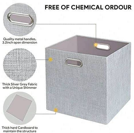 Thicker Fabric Storage Cubes 13 Inch Collapsible Storage Bins For Organization, Cubby Storage Boxes For Organizing Shelf Cabinet