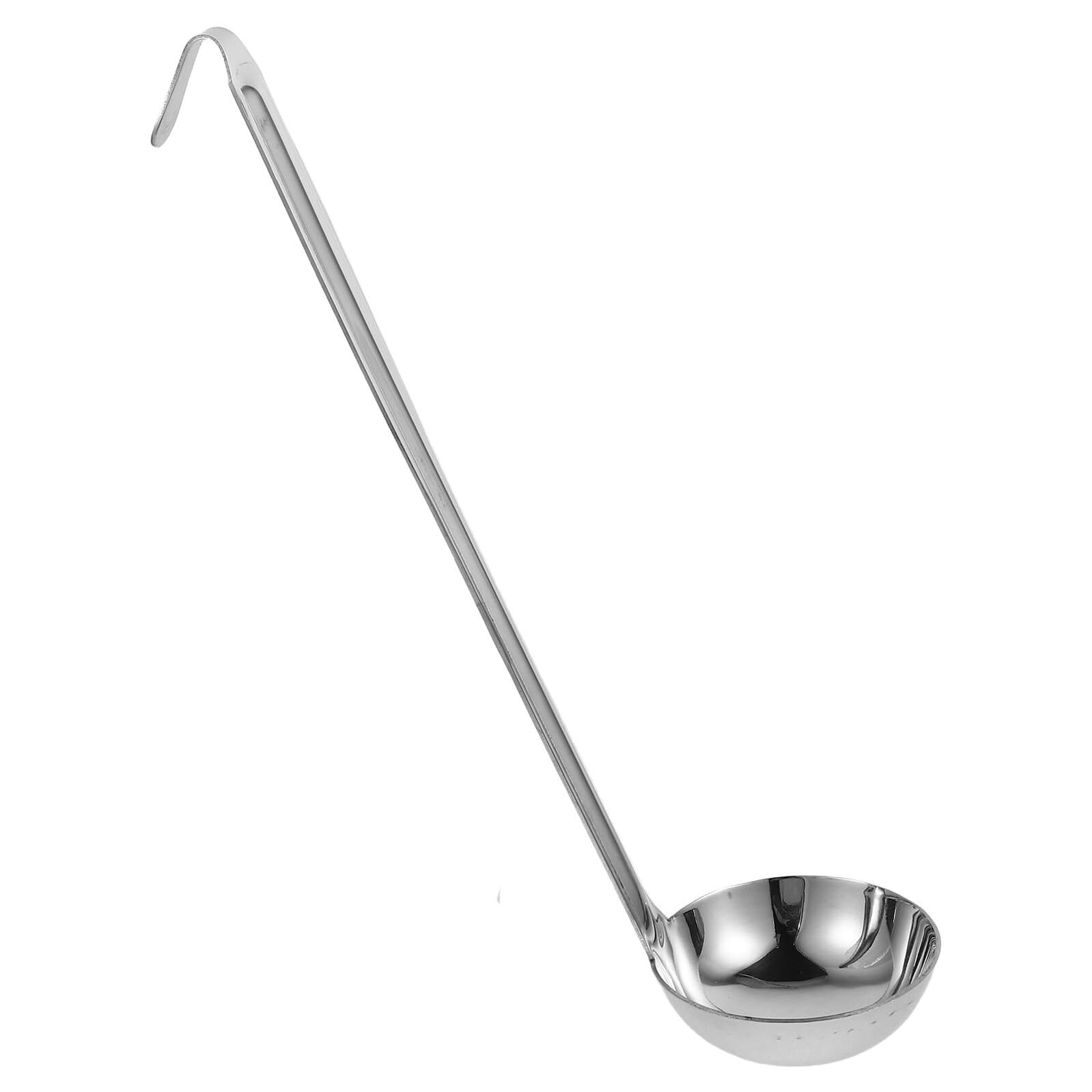 PATKAW Stainless Steel Soup Ladle with Hook, 50ml Hot Pot Ladle Long Handle Cooking Spoon for Home Kitchen and Catering Use