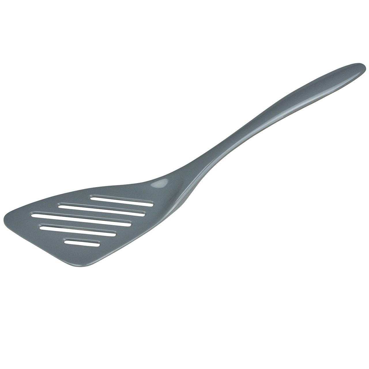 Gourmac Hutzler 12-1/2 Inch Slotted Melamine Turner, Steel Gray
