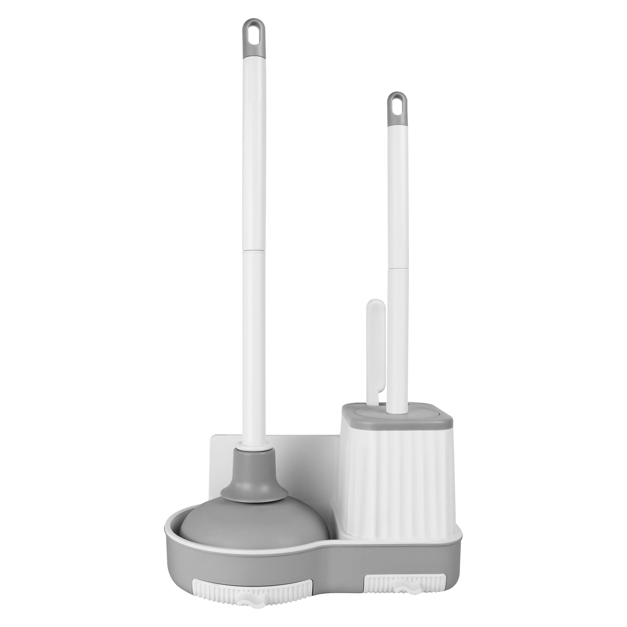 Silkyhose Toilet Brush And Plunger, 3 In 1 Toilet Bowl Brush And Holder With Crevice Cleaning Brush Wall Mounted Household Bathr