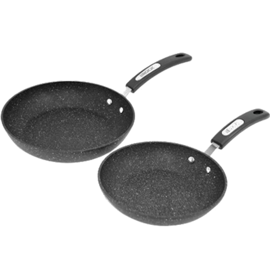 Starfrit Set Of 2 Fry Pans, 9.5 And 8 With Bakelite Handles, Black