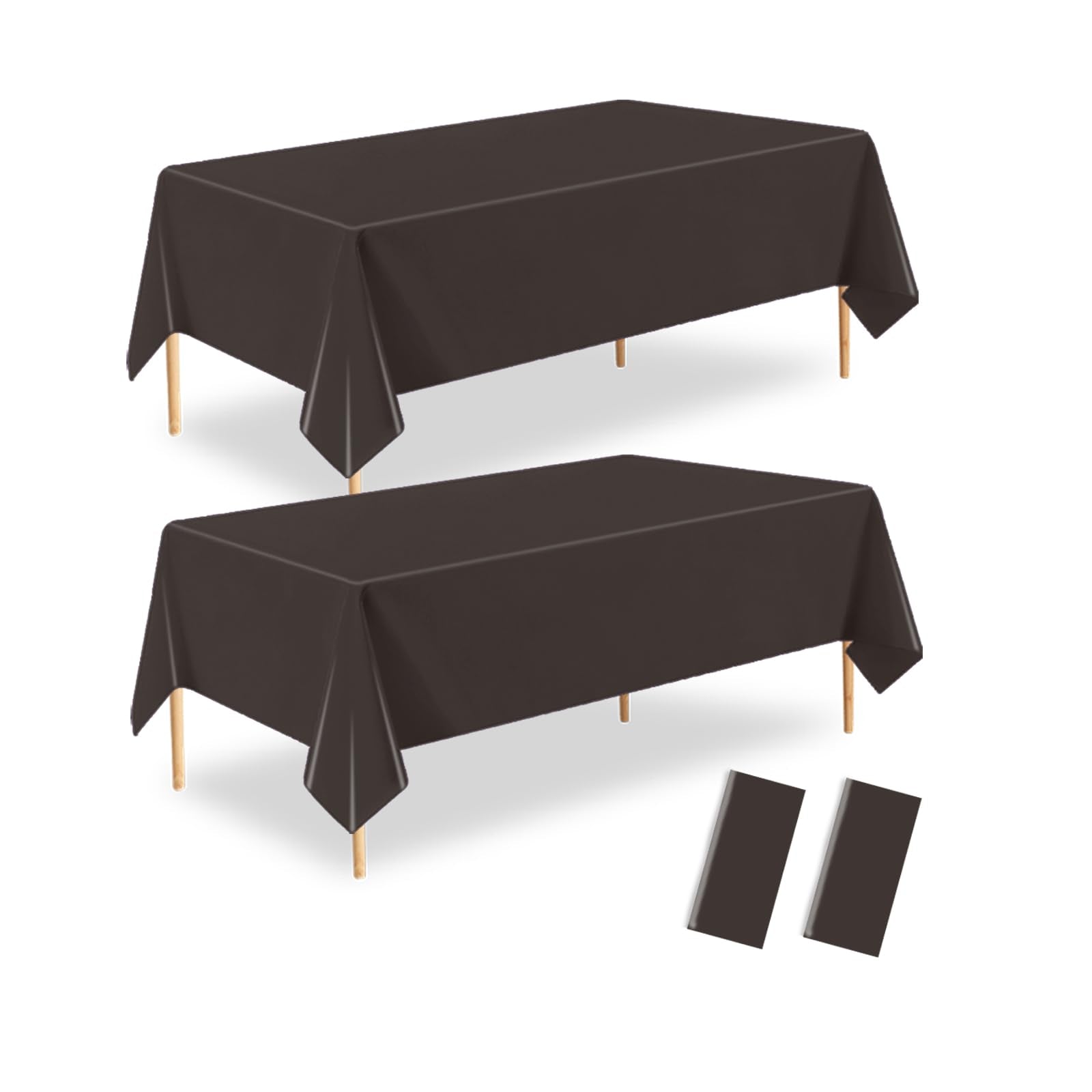 ZHIAXTON Brown Plastic Tablecloth 2 Pack,54 X 108 Inch Disposable Rectangle Table Cloth for Birthday Parties,Bride Wedding,Anniv