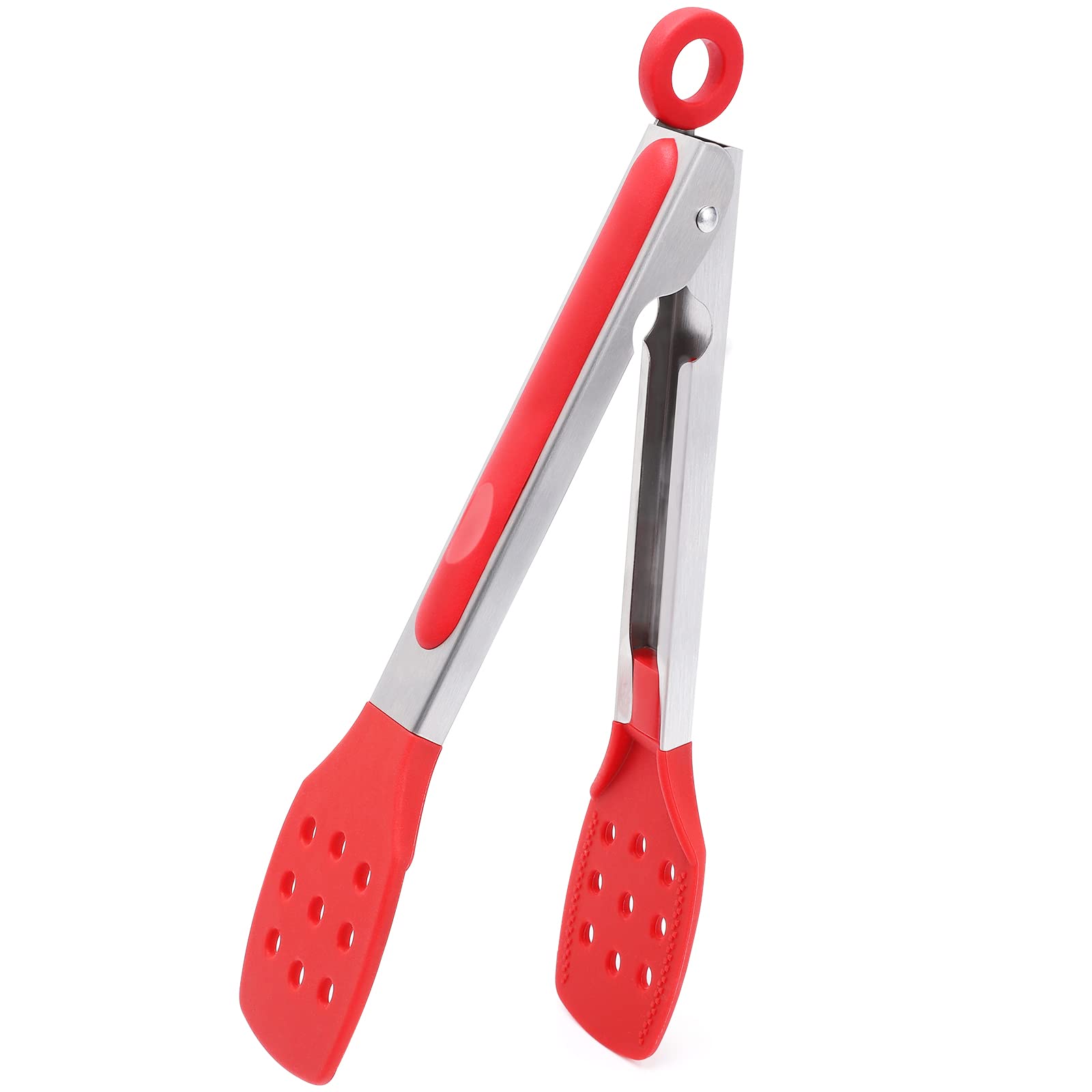 Daily Kisn 9 Inch Kitchen Tongs, Cooking Tongs With Slotted Silicone Tips And Stainless Steel Handle, Non Stick Heat Resistant T