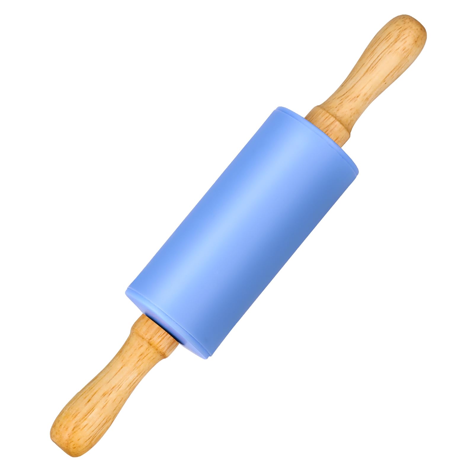 Honglida Mini Silicone Rolling Pin for Kids, Non-stick Surface Wood Handle, 9 Inch 1 Pack Blue
