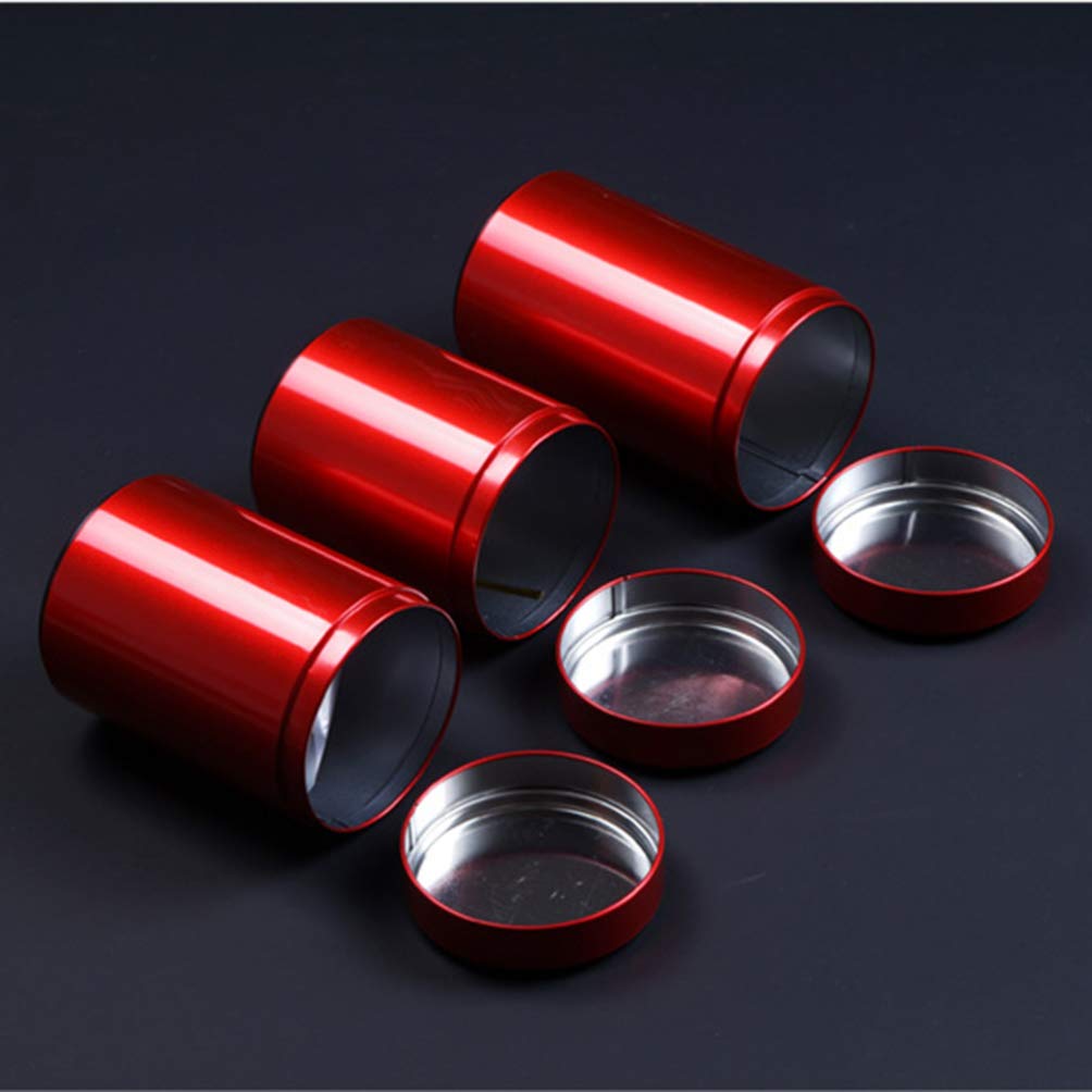 3Pcs Stainless Steel Canister Sets Cereal Container Great For Sugar Coffee Tea Flour Storage (Red)