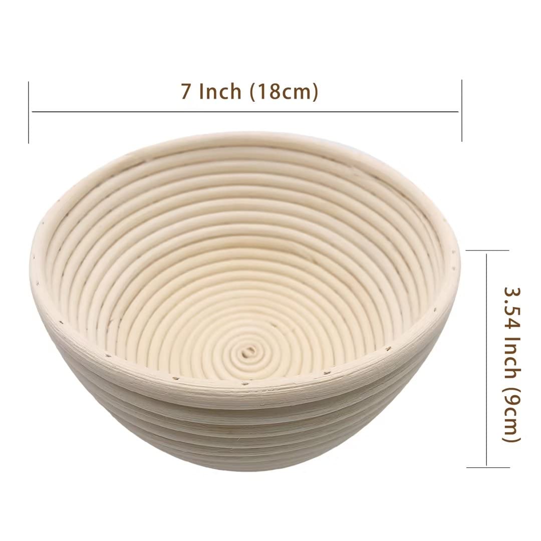 7 Inches Round Banneton Basket For Bread Proofing, Dough Proofing Bowls With Removable Liner, Good For Home Sourdough Bakers Bak
