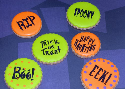 Designer Stencils Small Halloween Cookie Stencil Sayings, Beige/Semi-Transparent