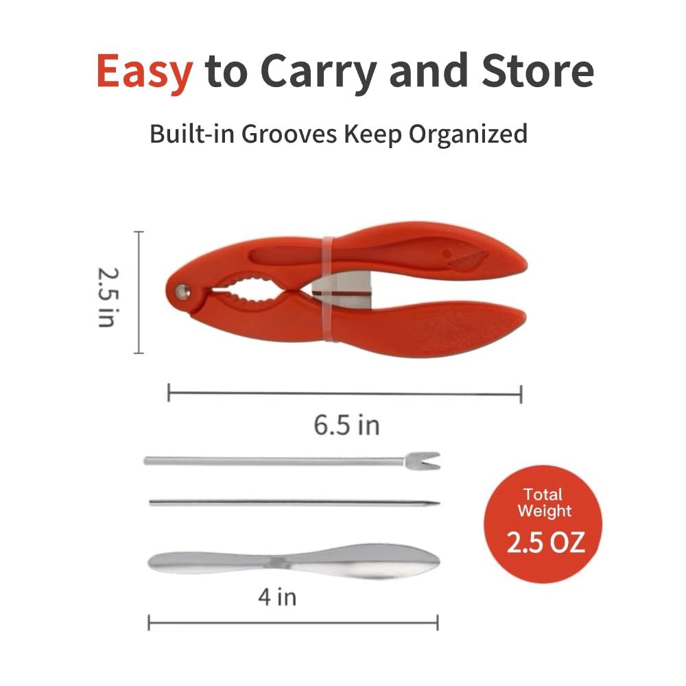ADORAMBLING Crab Crackers Set - Multifunctional Seafood Tools, Efficient Lobster & Crab Leg Crackers, Portable, Red