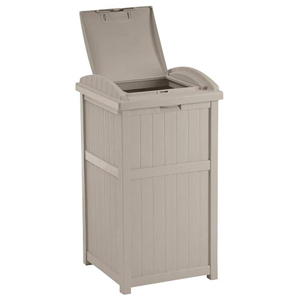 Suncast Trash Hideaway 33 Gallon Resin Outdoor Garbage Container, Taupe (6 Pack)
