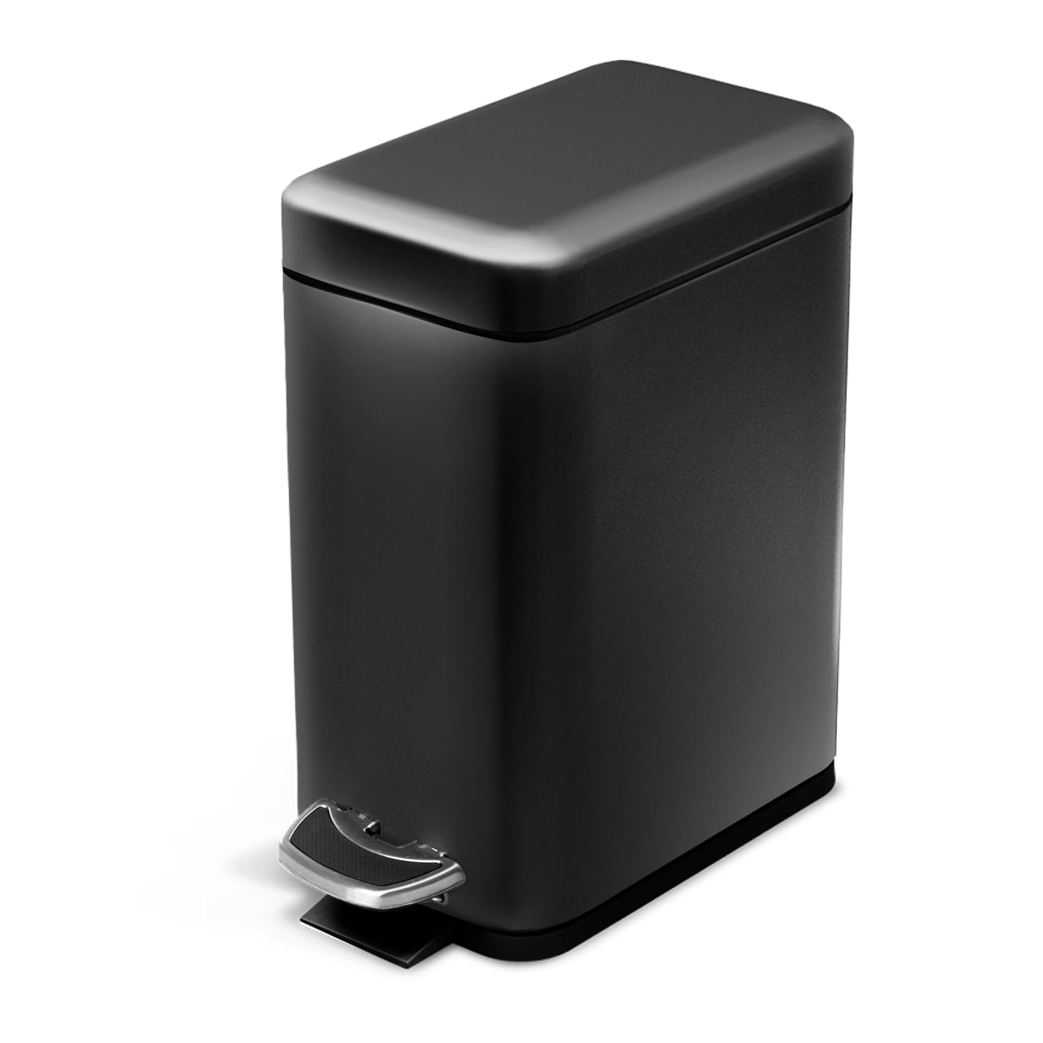 Home Zone Living 1.3 Gallon Small Bathroom Trash Can with Lid and Step Pedal, Stainless Steel Wastebasket with Slim Design for H