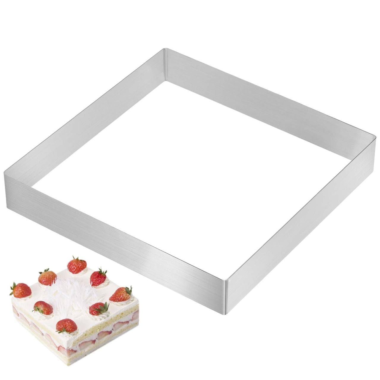 KESYOO Stainless Steel Cake Ring 12.20 X 12.20 X 1.96 in Square Cake Mold for Pastry Dessert Cookie Dough Fondant Bread Sandwich