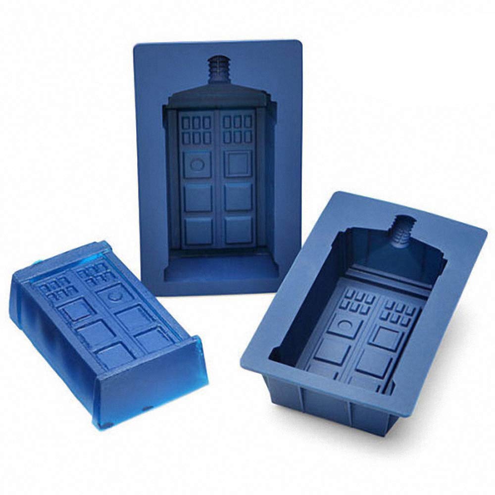 2Pcs Tardis Ice Cube Trays Dr. Who Silicone Ice Mold, Cake Muffin Baking Pan, Jello Chocolate Gelatin Mold Soap Mould
