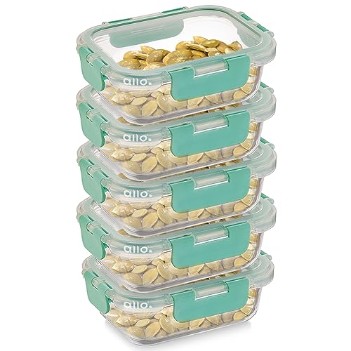 Allo Food Safe Glass Containers With Lids With Break Free Lock, Microwave Safe Containers, High Borosilicate Meal Prep Glass Foo