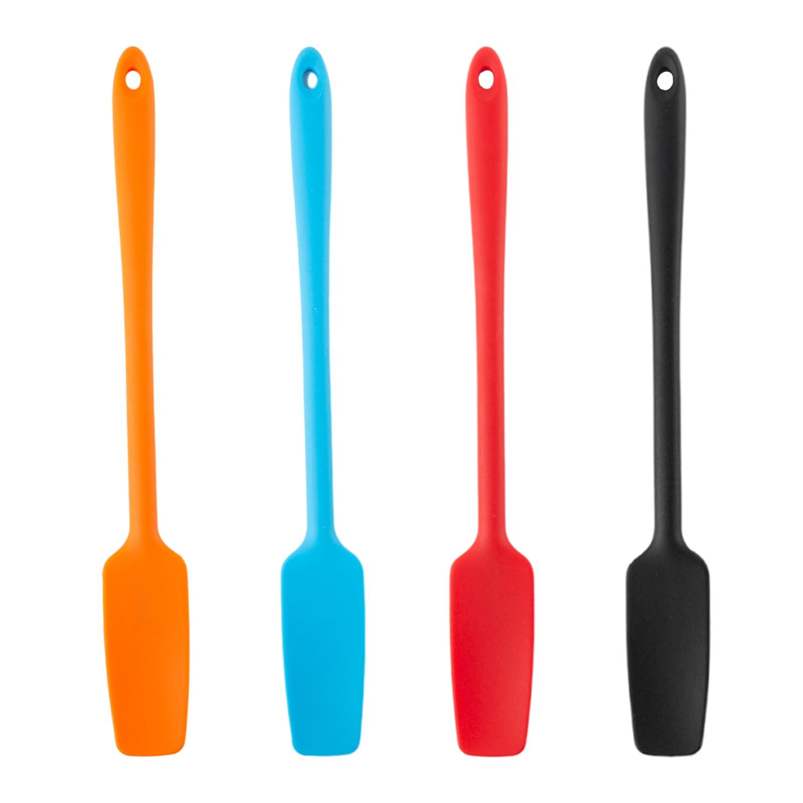 4 Pcs Silicone Jar Spatulas with Long Handle, NonStick Rubber Spatula Heat Resistant Silicone Scraper Spatulas for Baking Cooki