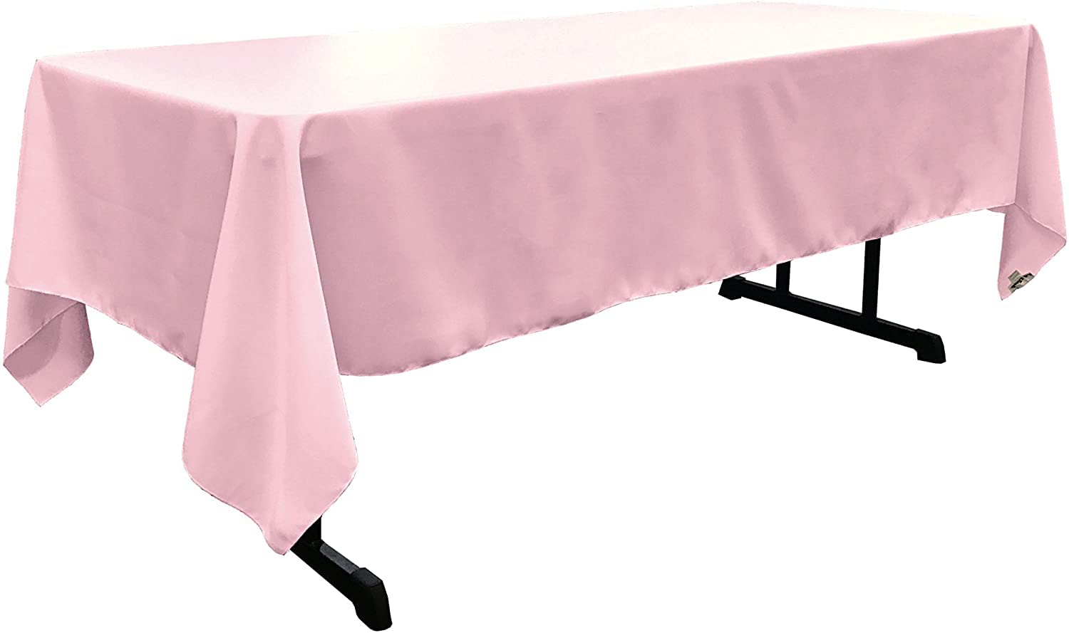 LA Linen Polyester Poplin Rectangular Tablecloth  60 by 120-Inch  Light Pink