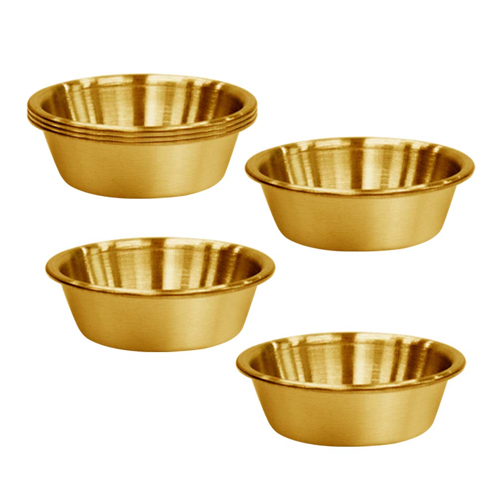 No/A 6Pcs 2.3Oz Stainless Steel Sauce Dish, Seasoning Dishes, Gold Bowl,Premium Sushi Dipping Bowl Saucers, Metal Ramekins, Dipp