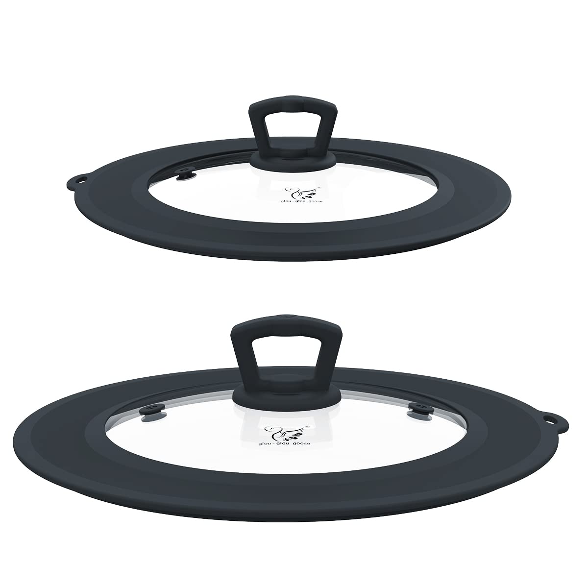 Set Of 2 Vented Tempered Glass Universal Lid For Pot Pan Skillet With Heat Resistant Silicone Microwave Safe Splatter Lid Cover