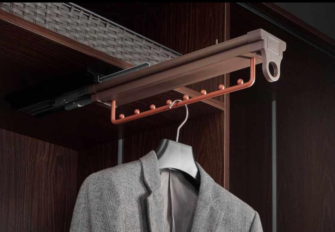 Dbr Metal Kitchen Soft Close Pull-Out Trouser/Saree Rack For Wardrobe Top-Mounted Hanging Trousers Hanger Holer (Trouser Hanger 