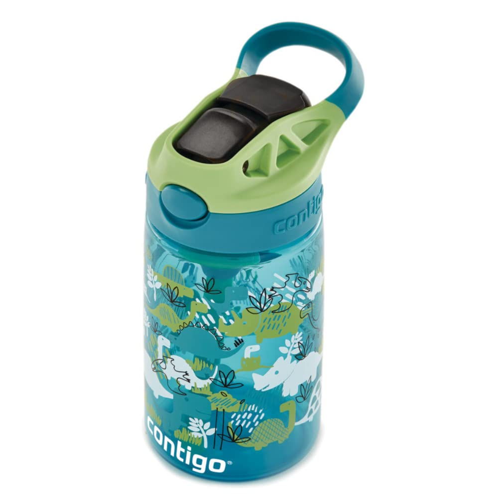 Contigo Kids Straw Water Bottle With Autospout Lid, 14Oz., Dinos