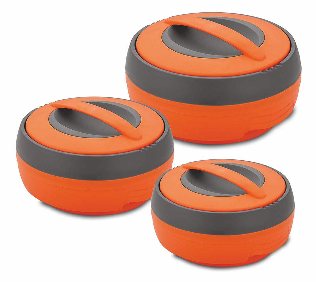 Asian Plastowares Cosmos Plastic Casserole Set, 3-Pieces, Orange