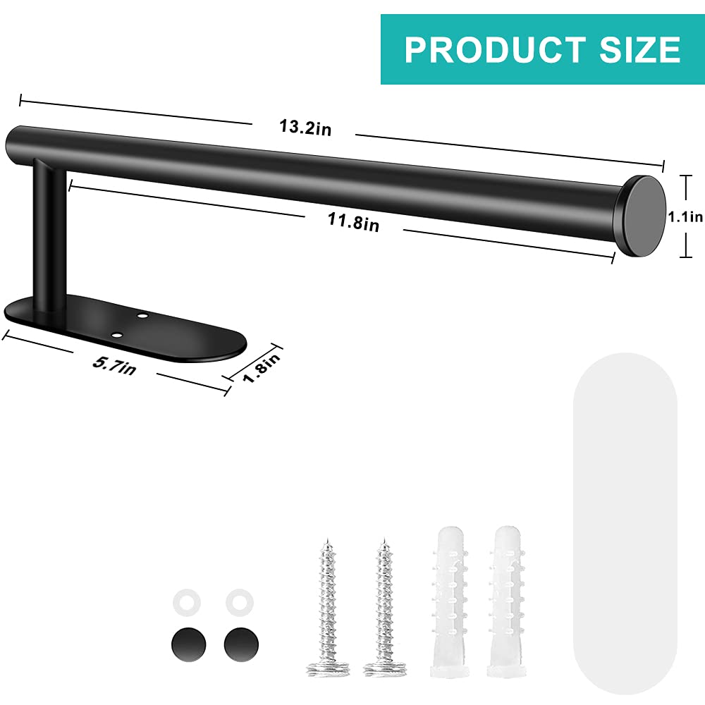 Mgahyi Paper Towel Holder Wall Mount, Self Adhesive Or Drilling Under Cabinet Kitchen, 13.2 Inch Stainless Steel Paper Towel Rol