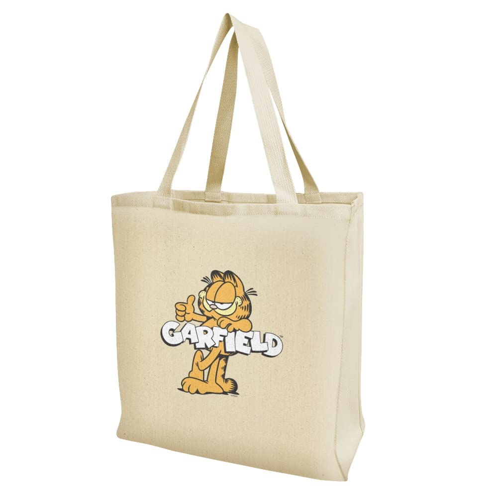 Graphics & More Garfield With Logo Grocery Travel Reusable Tote Bag