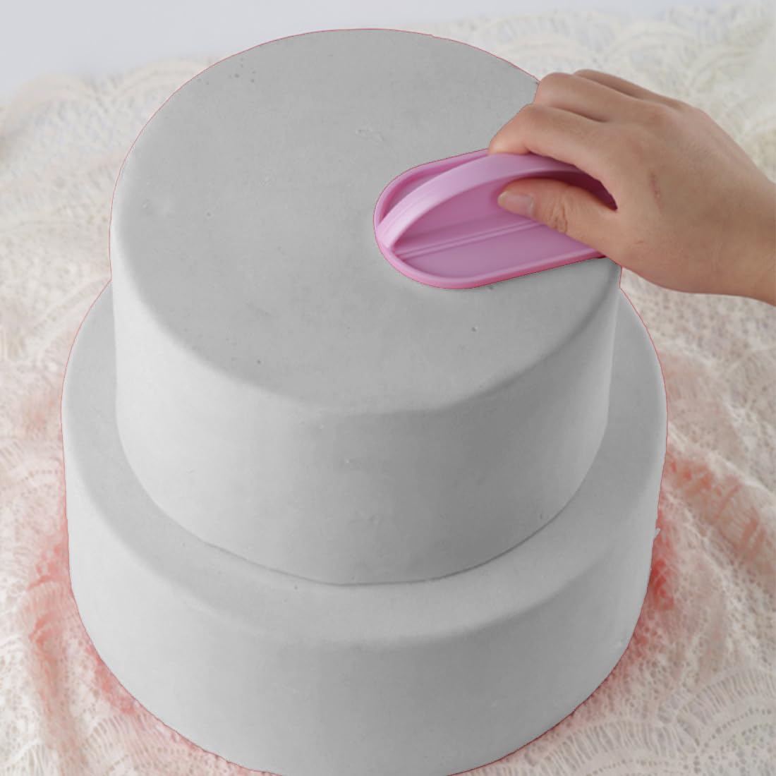 2 Pieces 2-In-1 Cake Smoother Tool Scraper With Handle Detachable Cake Icing Trowel Fondant Icing Smoother Polisher Cake Icing S