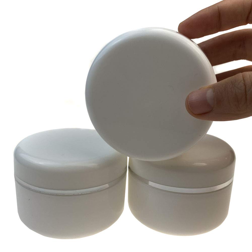 6Pcs 250G/8Oz Empty White Plastic Cosmetic Jar Pot With Inner Liners And Screw Lid Refillable Make-Up Cosmetic Storage Container