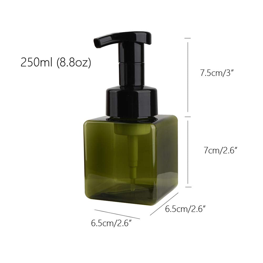 Uujoly Foaming Soap Dispenser, 250Ml (8.5Oz) Refillable Pump Bottle For Liquid Soap, Shampoo, Body Wash (2 Pcs) (Small Green)